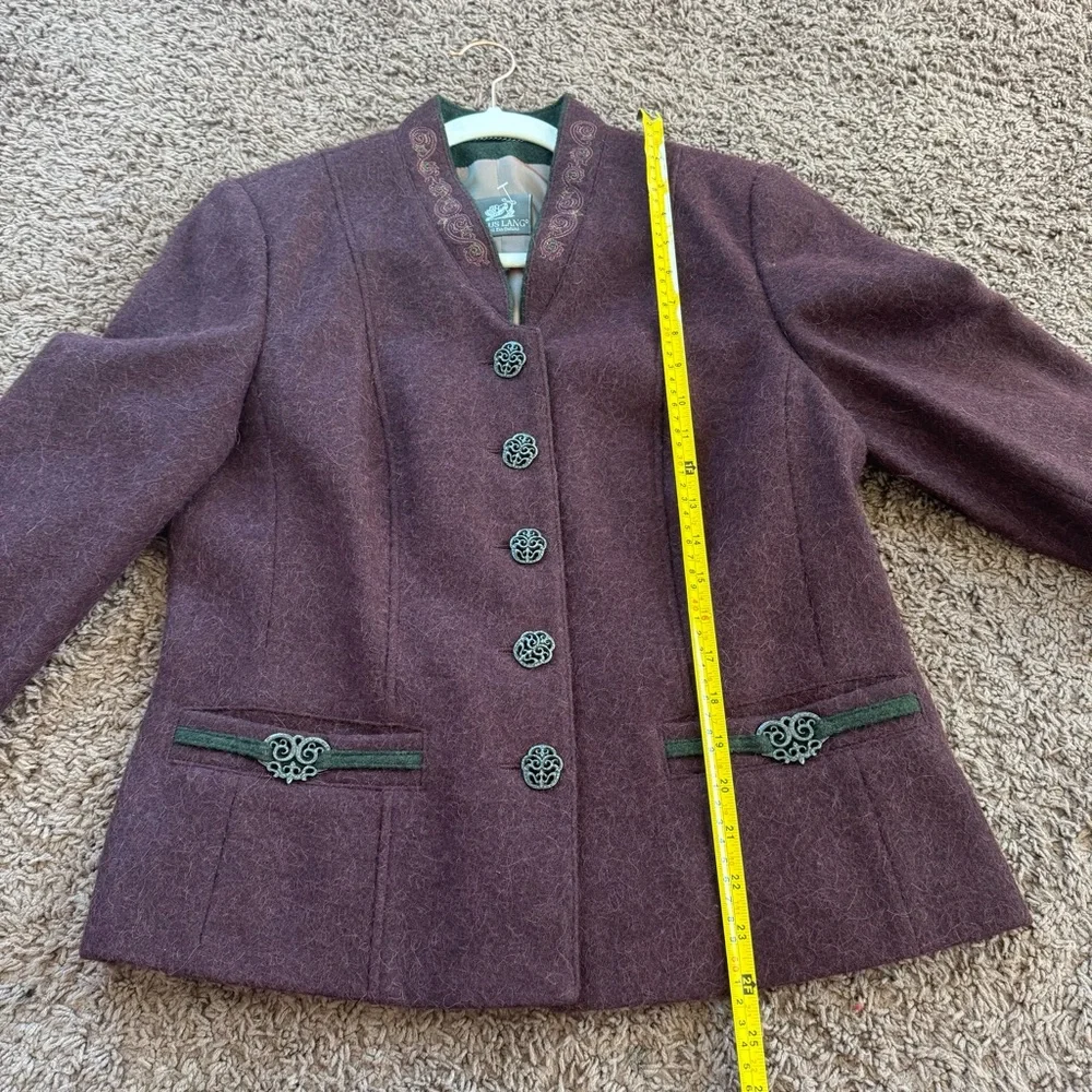 Julius Lang Burgundy Alpaca Wool Blazer Purple Victorian Size M 36 6 - Picture 8 of 12